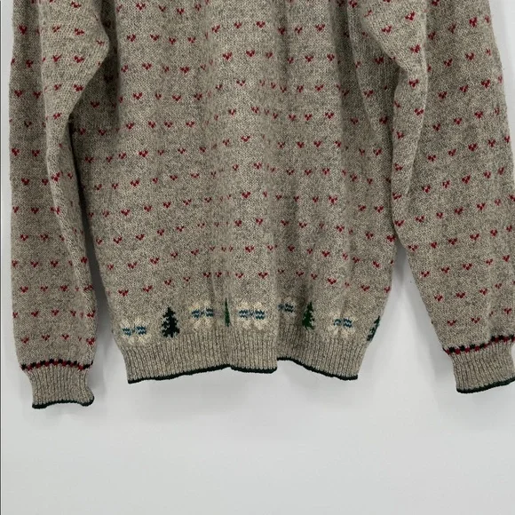 Vintage Woolrich Gray Fair Isle Wool Cardigan Sweater Nordic Button Front Size L - Picture 8 of 11